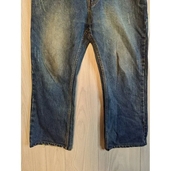 American Eagle Low Rise Boot Bootcut Denim Jeans Dark Mens Size 33/24 ALTERED - Picture 3 of 11